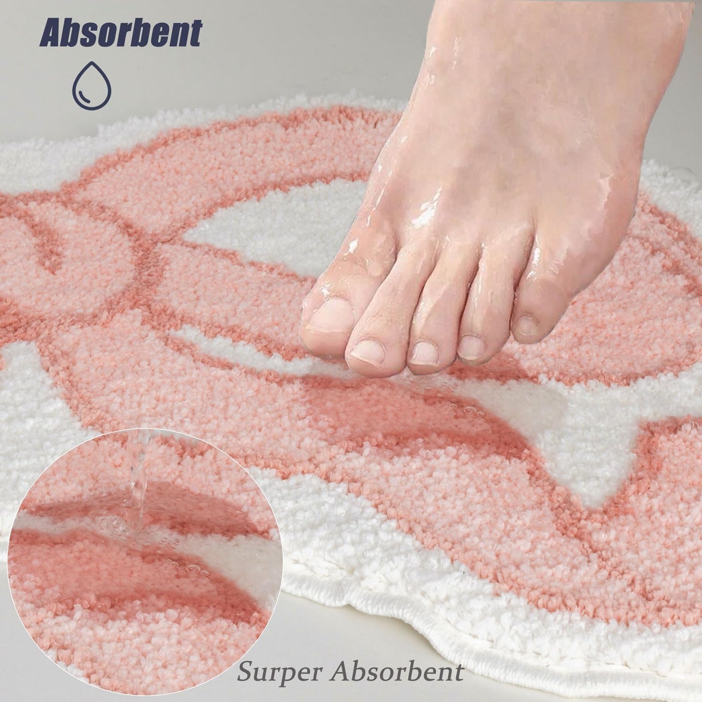 Alfombra baño moño coquette rosa antideslizante microfibra suave