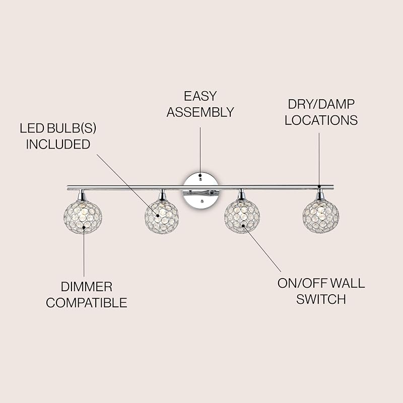 Lámpara LED tocador 32.5" cromada Art Deco