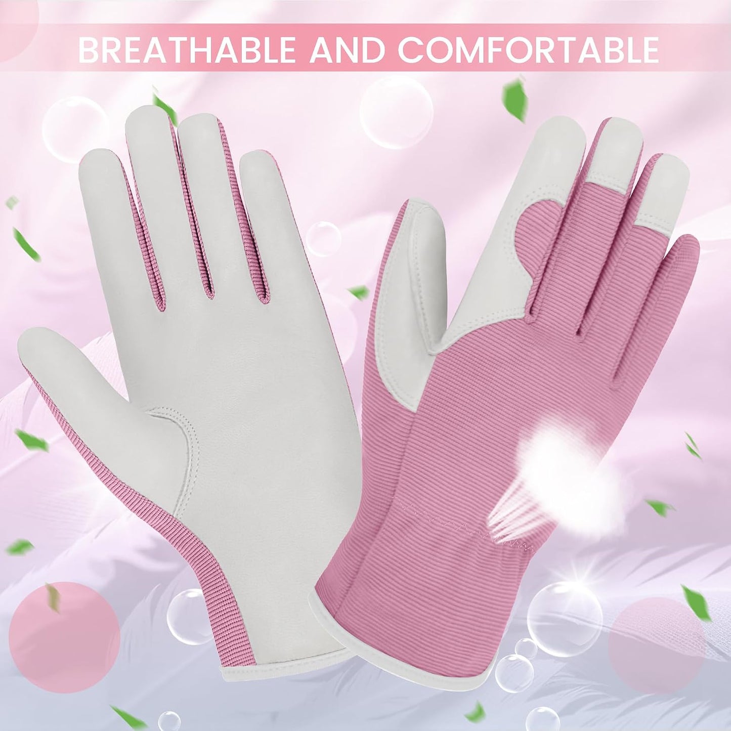 Guantes jardinería cuero duradero para hombre mujer rosa XL