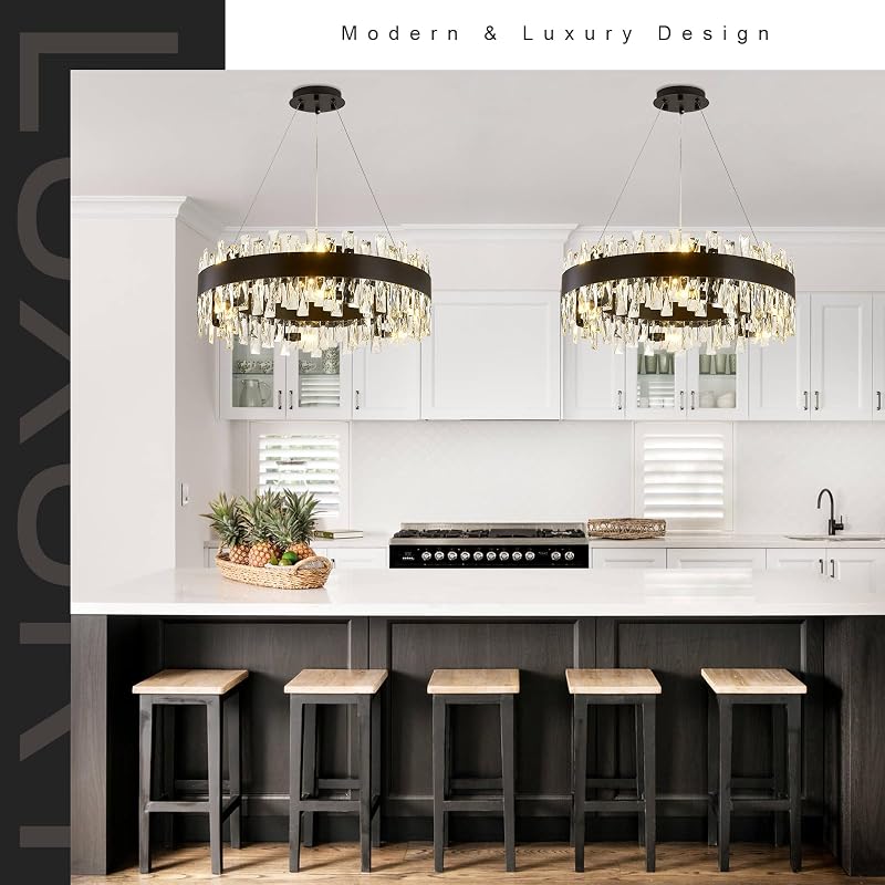Candelabro colgante cristal K9 negro redondo comedor