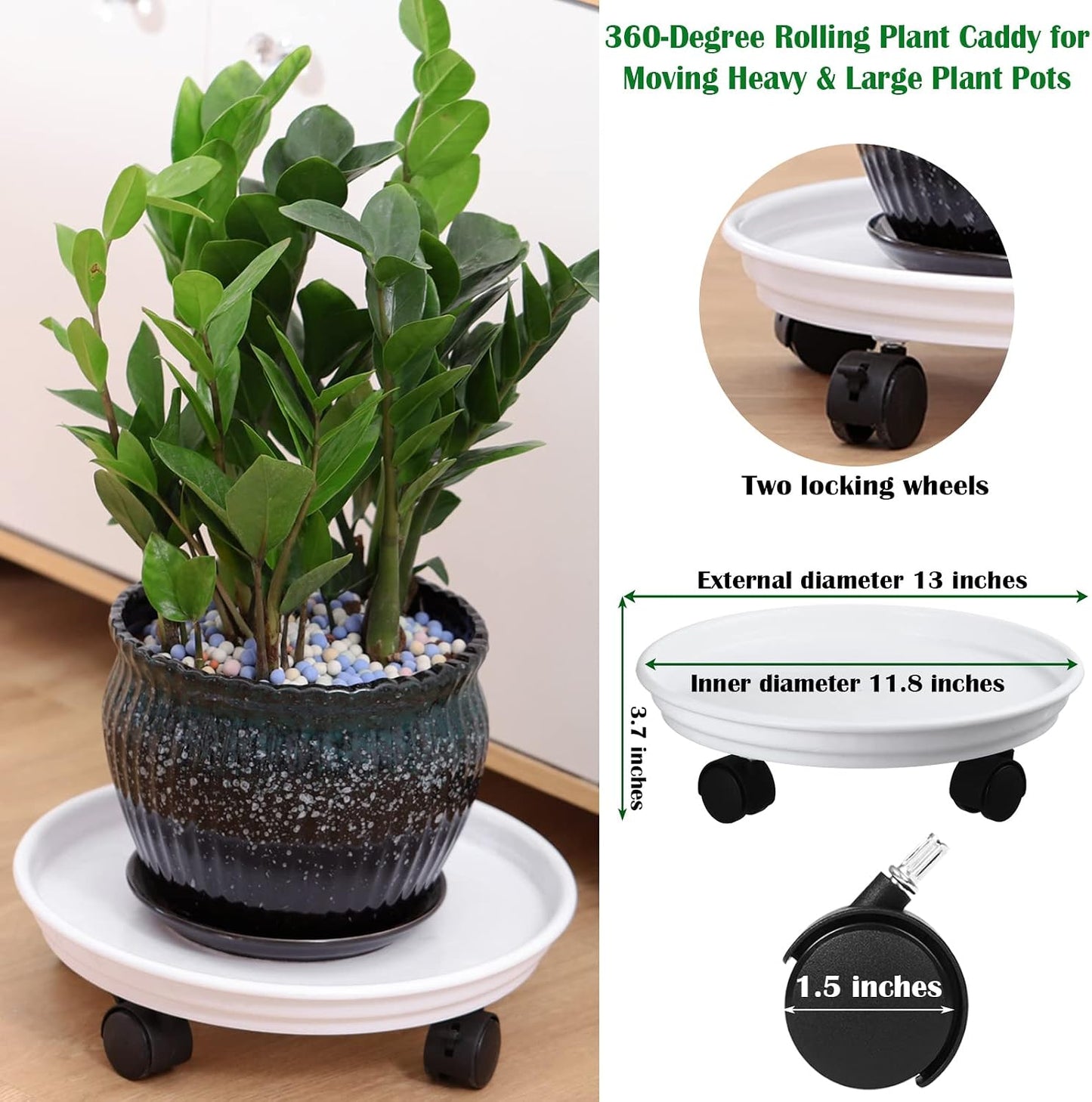 4 Soportes plantas plástico resistente con ruedas 11.8"