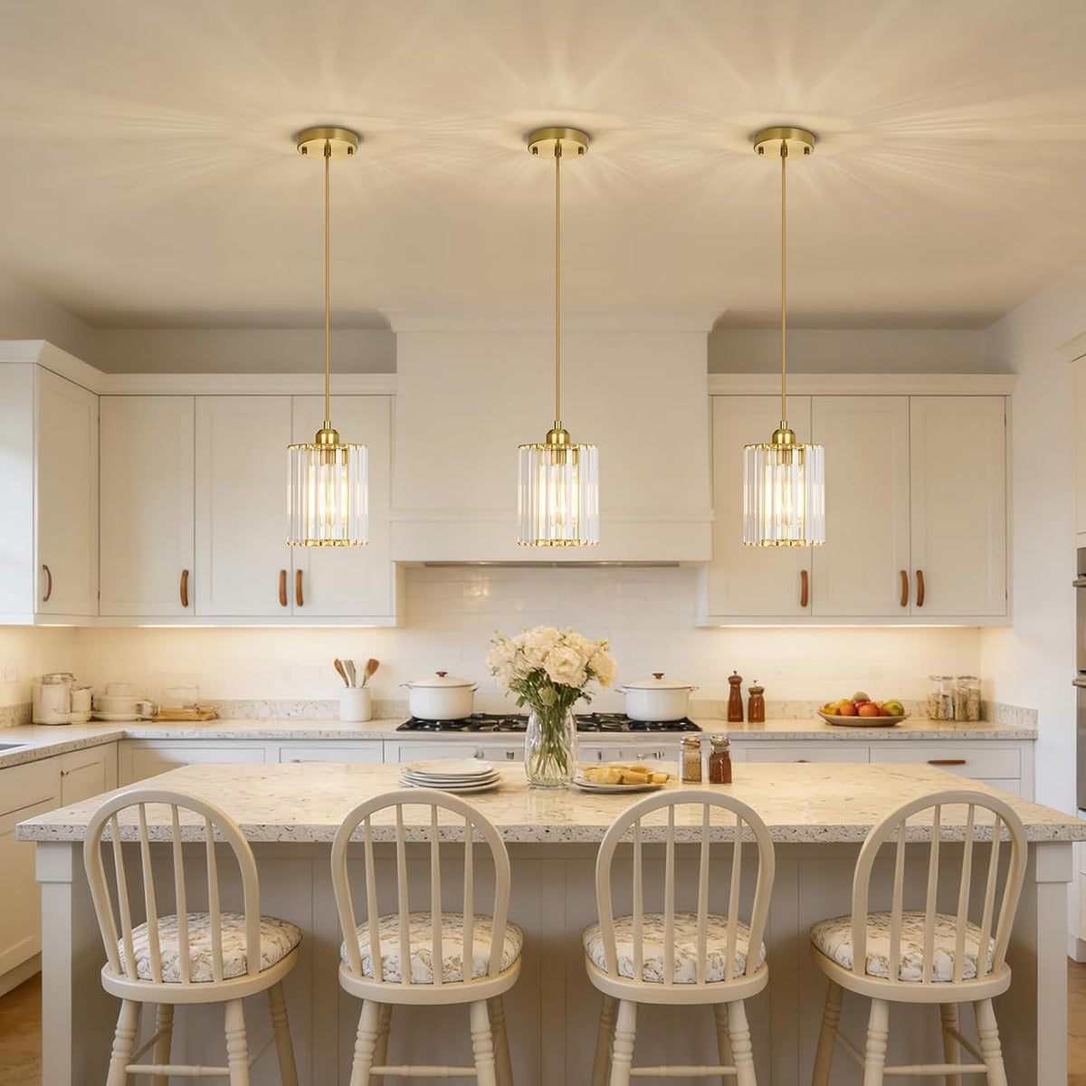 2 Lámparas Colgantes Cristal Modernas para Isla Cocina Dormitorio