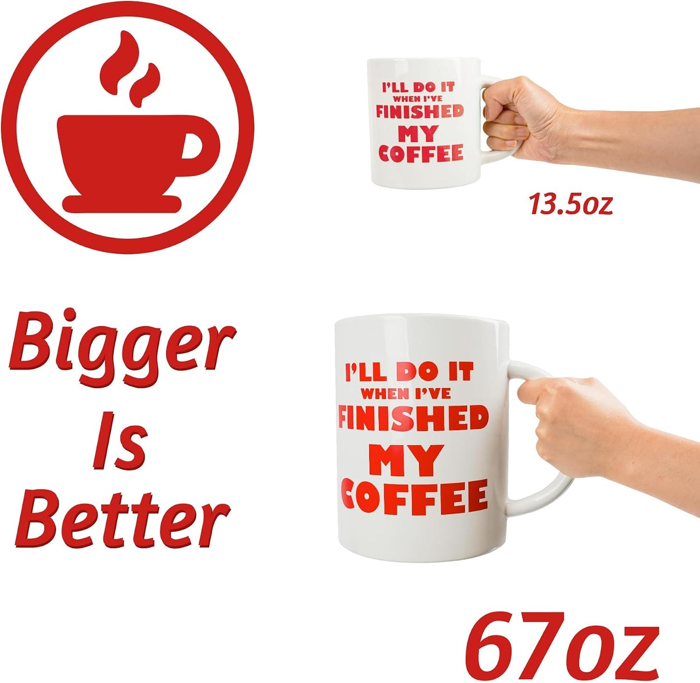 Taza cerámica extragrande 67oz regalo divertido para adultos