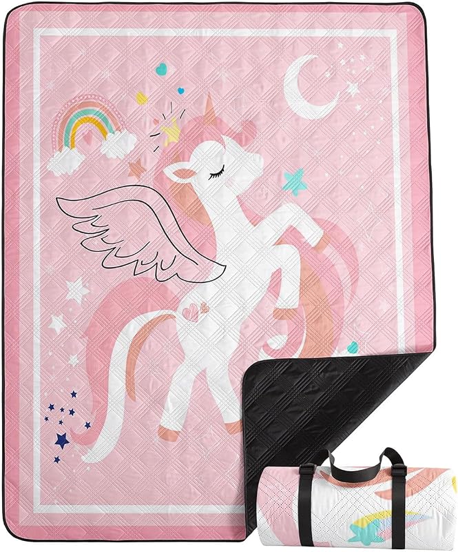 Manta picnic impermeable unicornios rosados para playa