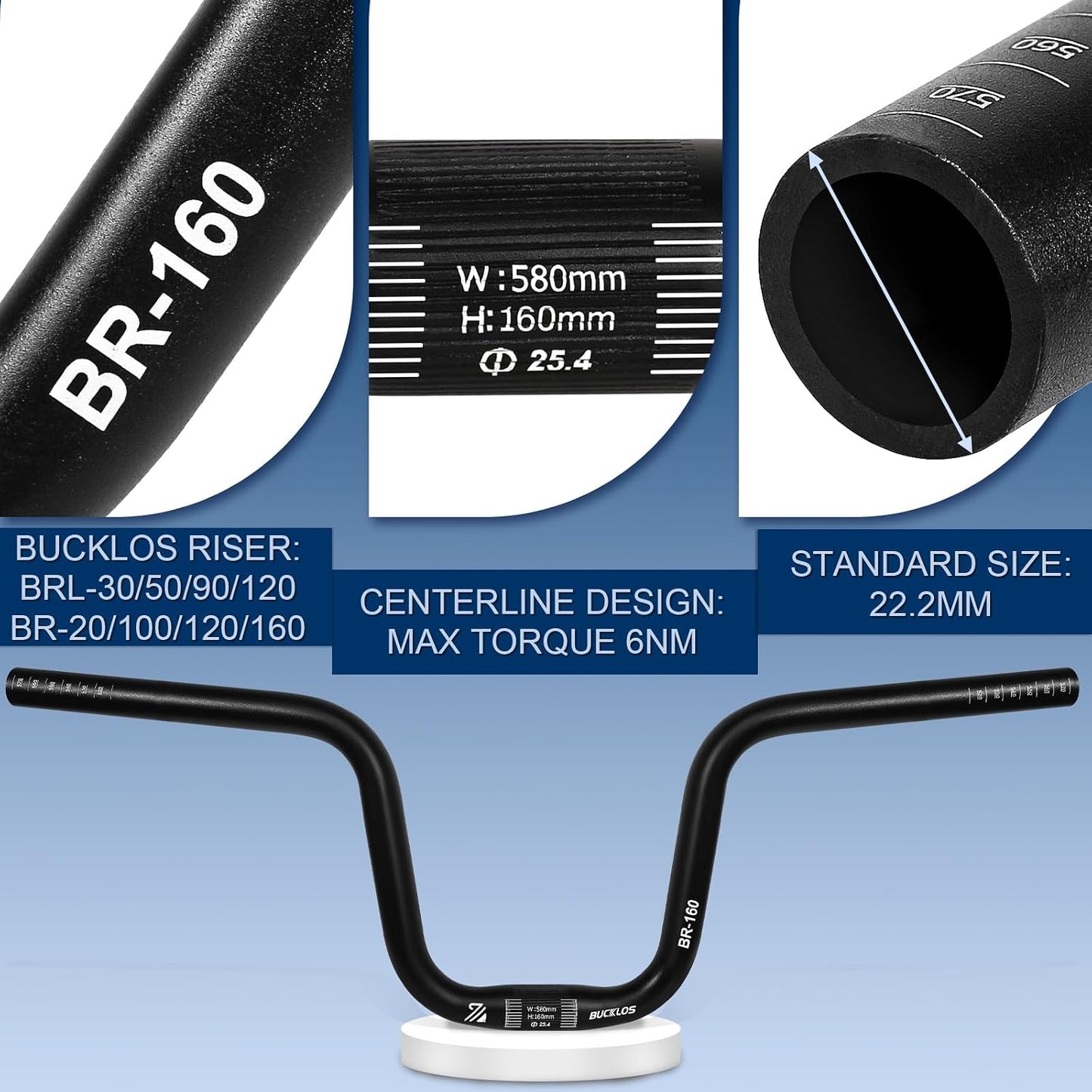 Manillar MTB aluminio 580mm elevado para e-bike