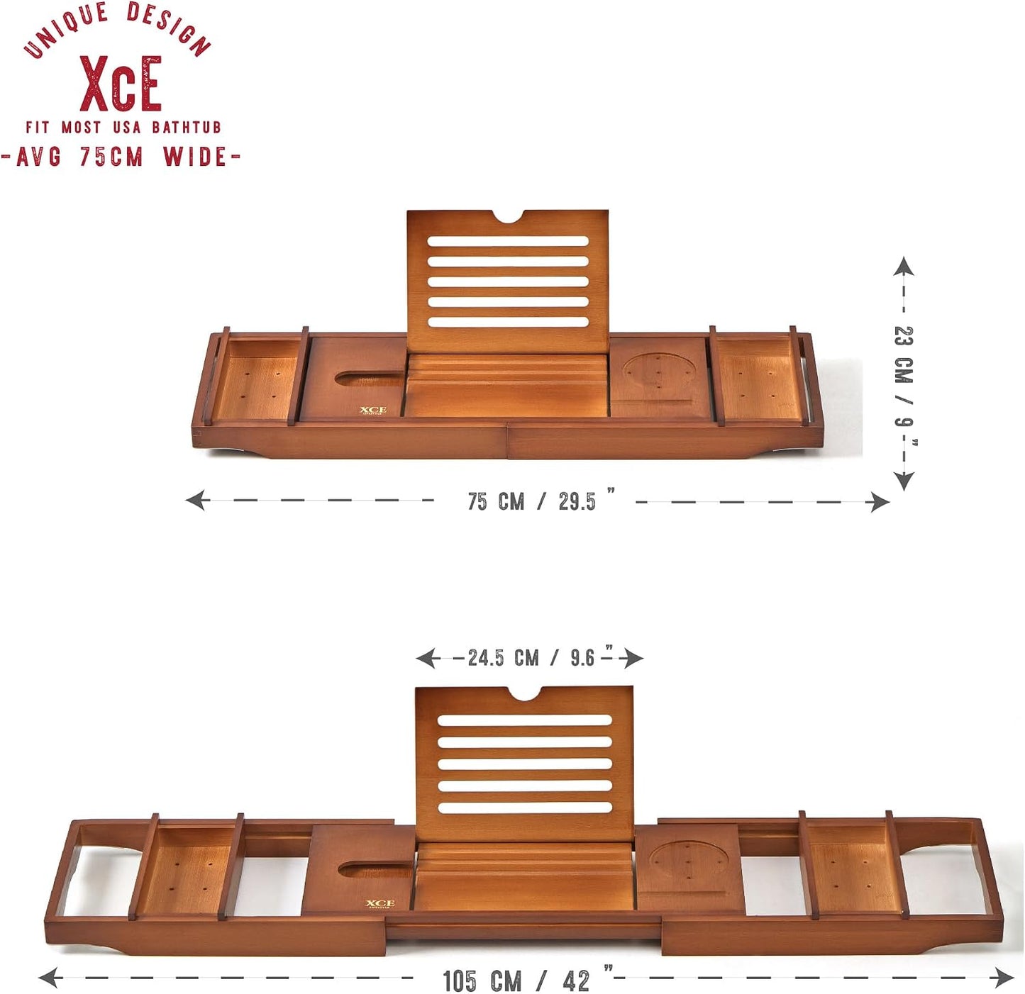 Bandeja bambú baño expandible 41" antiderrap marrón
