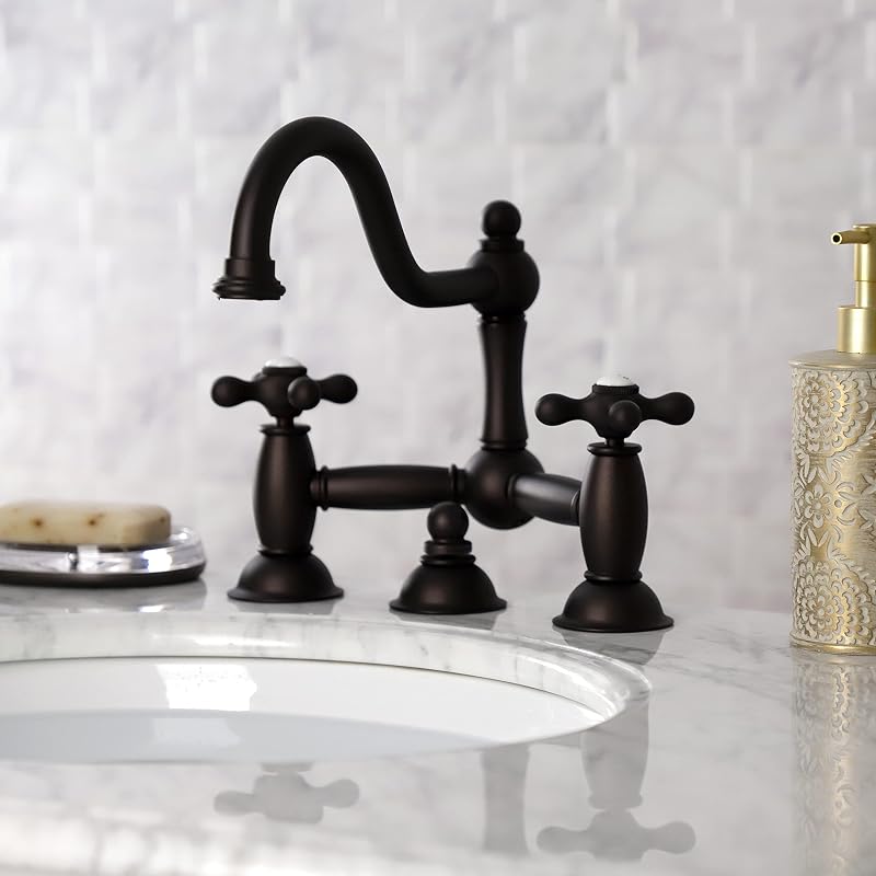Grifo lavabo bronce aceitado mango cruzado metal