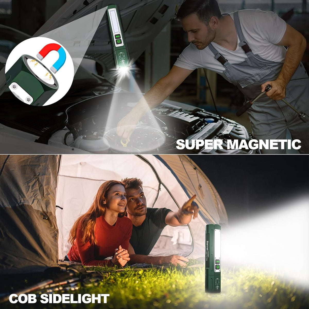 Linterna recargable magnética de bolsillo 8 modos LED potente