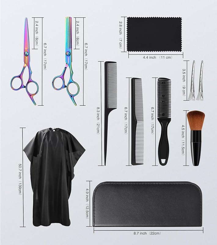 Kit 11 Pzas Tijeras Corte Pelo Acero Inox con Peine