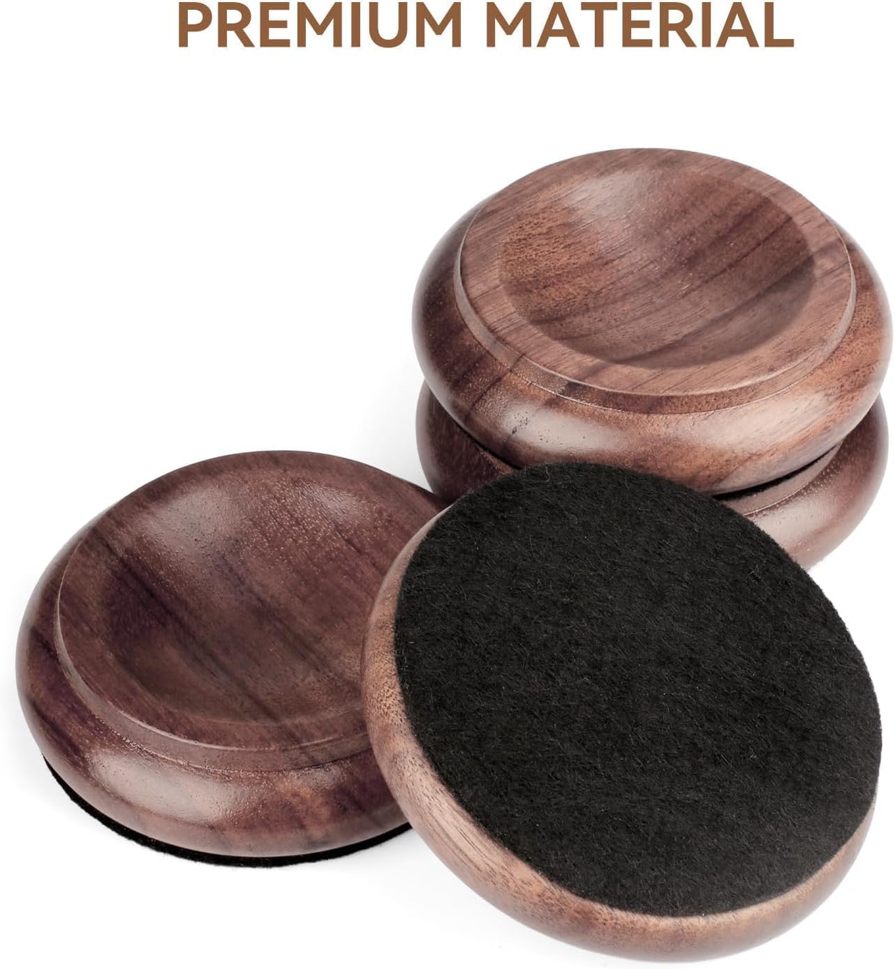 4 Pzas Tazas Ruedas Madera Fieltro Antiderrap