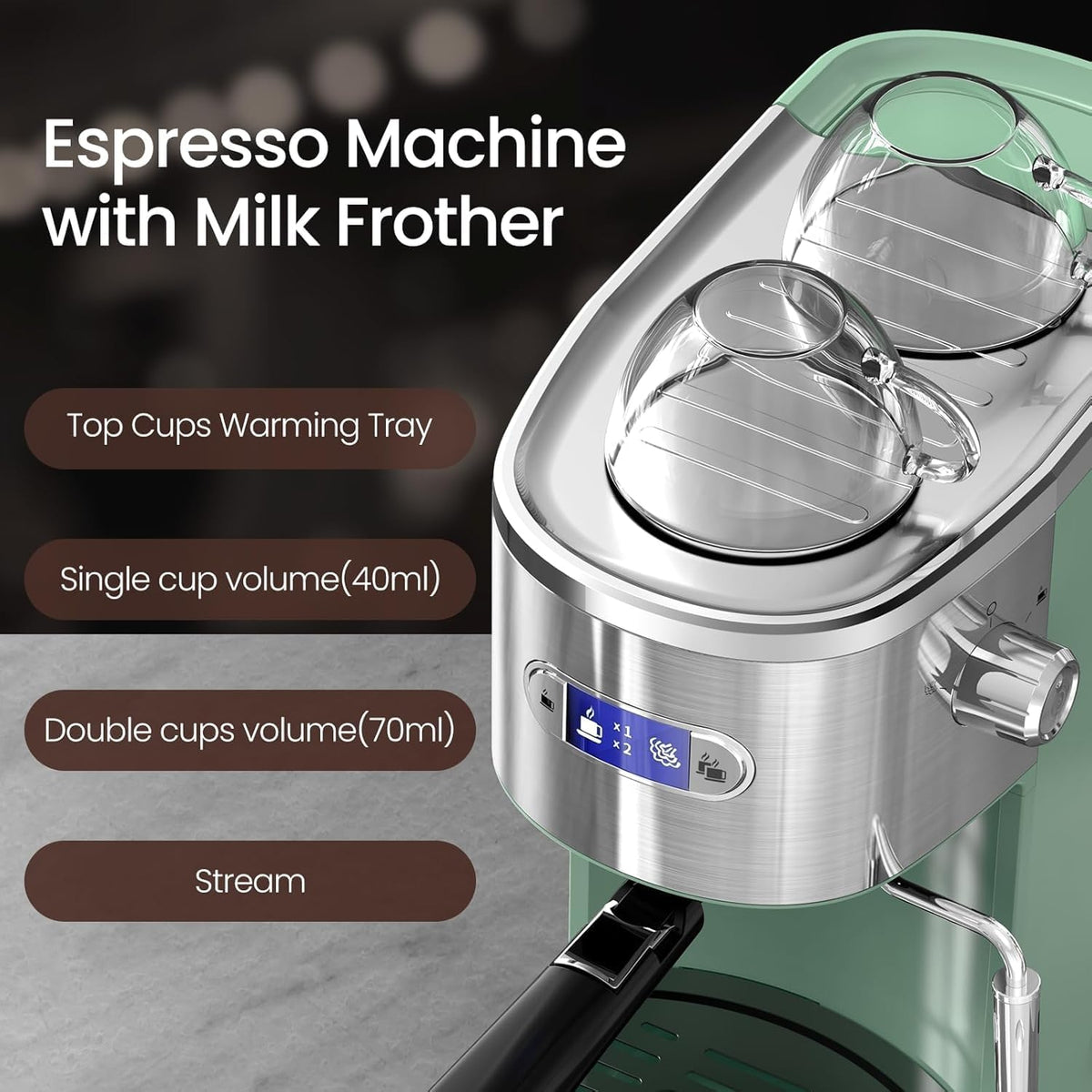 Máquina Espresso 20 Bar Espumador Leche Tanque 40oz