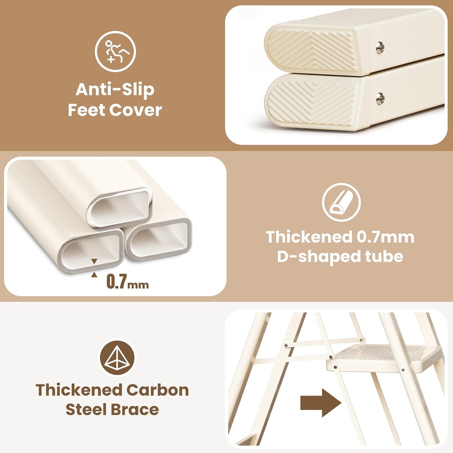 Taburete plegable escalera 2 escalones antiderrap 330lb