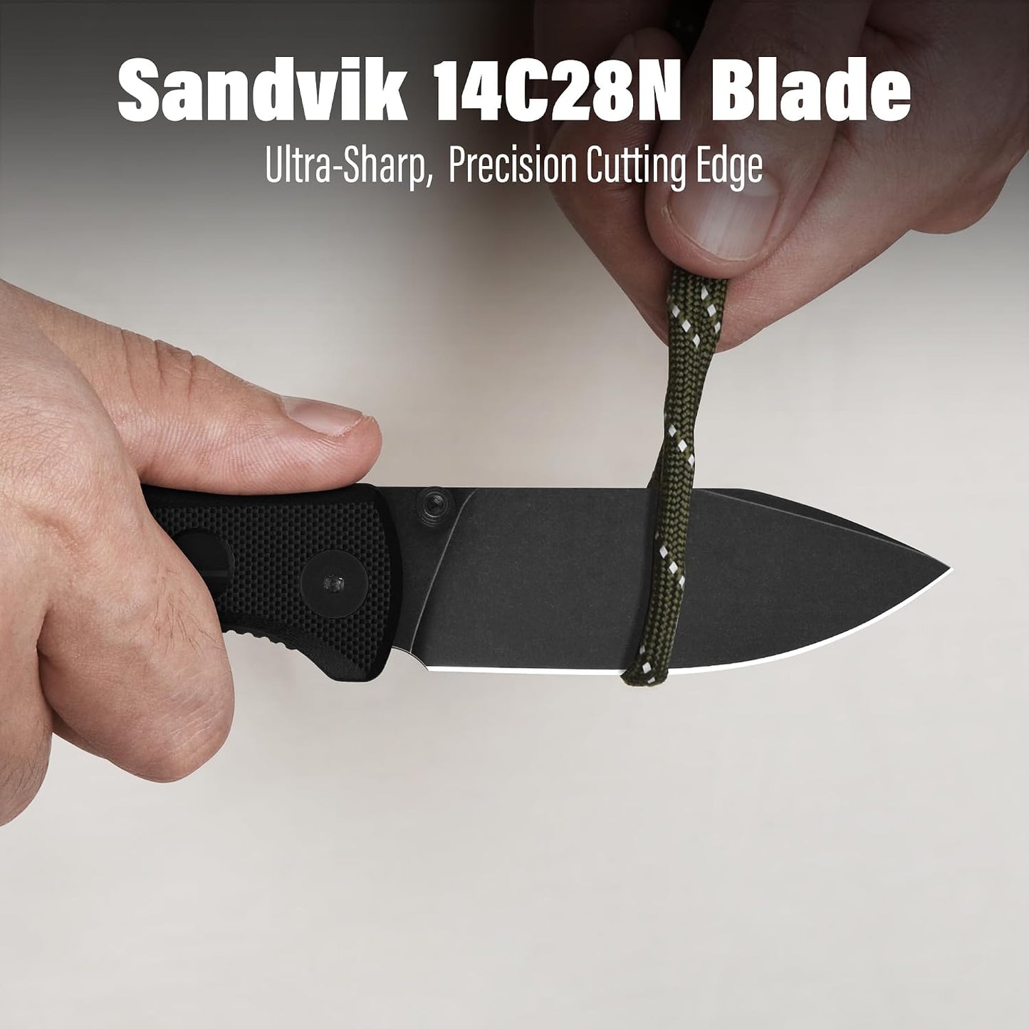 Cuchillo plegable bolsillo 7.21cm Sandvik 14c28n negro G10