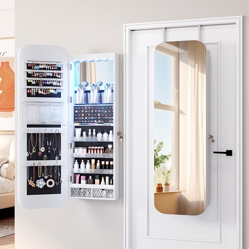 Armario organiz. joyas pared 47" con espejo 6LEDs