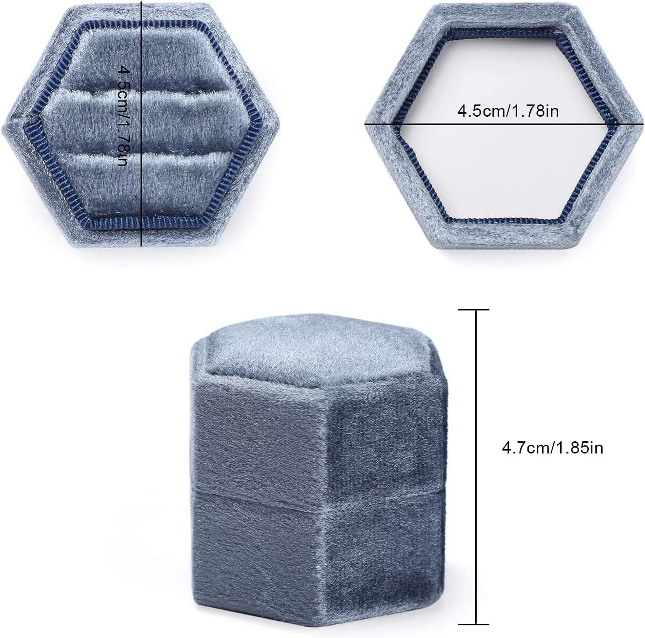 Caja terciopelo hexagonal anillos boda