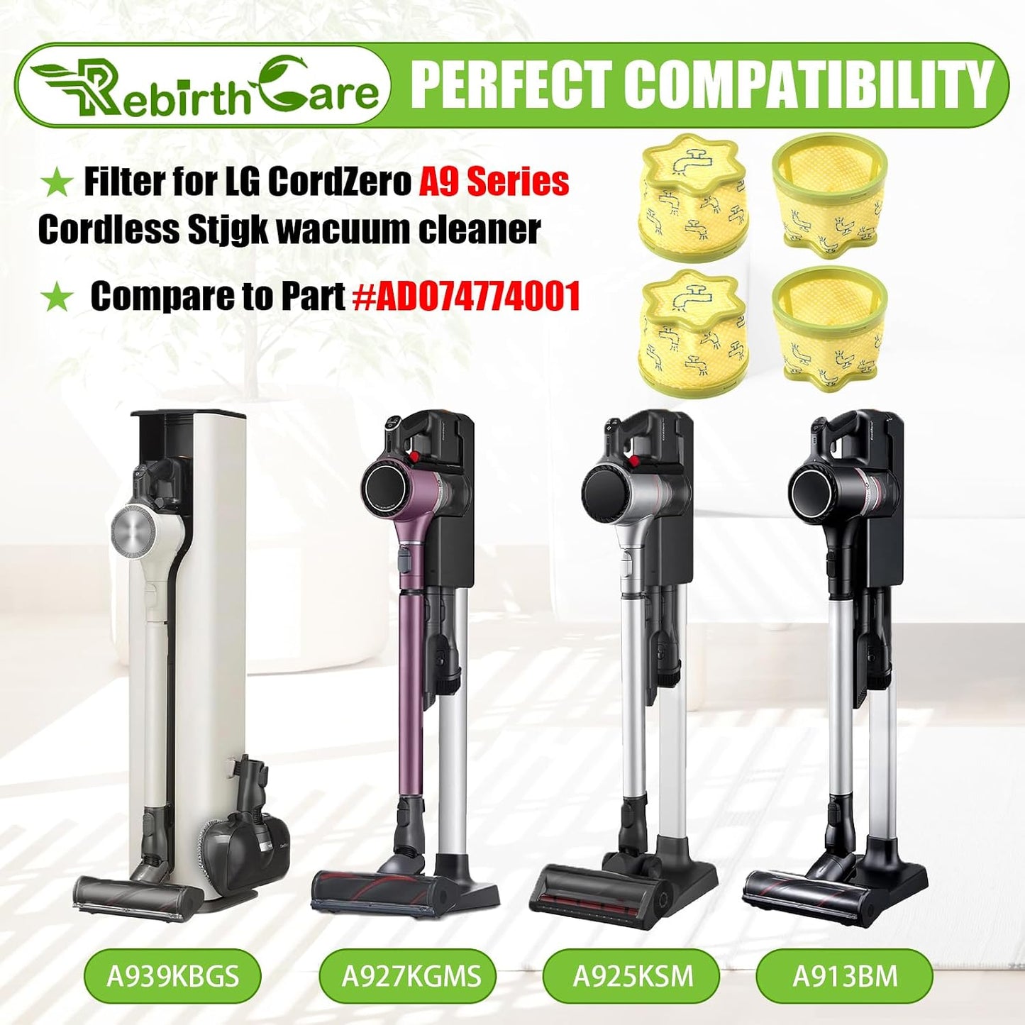 Reemplazo prefiltros aspiradora LG CordZero A9 4uds