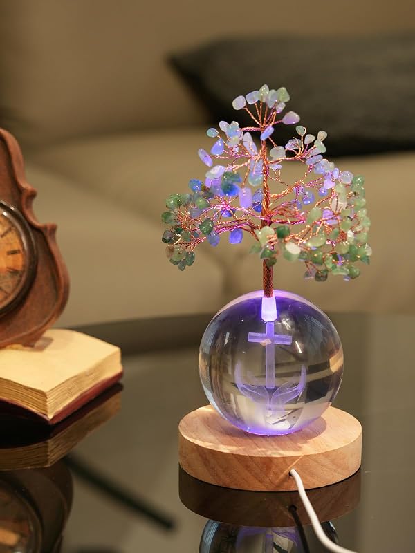 Árbol de la vida cristal aventurina luz multicolor
