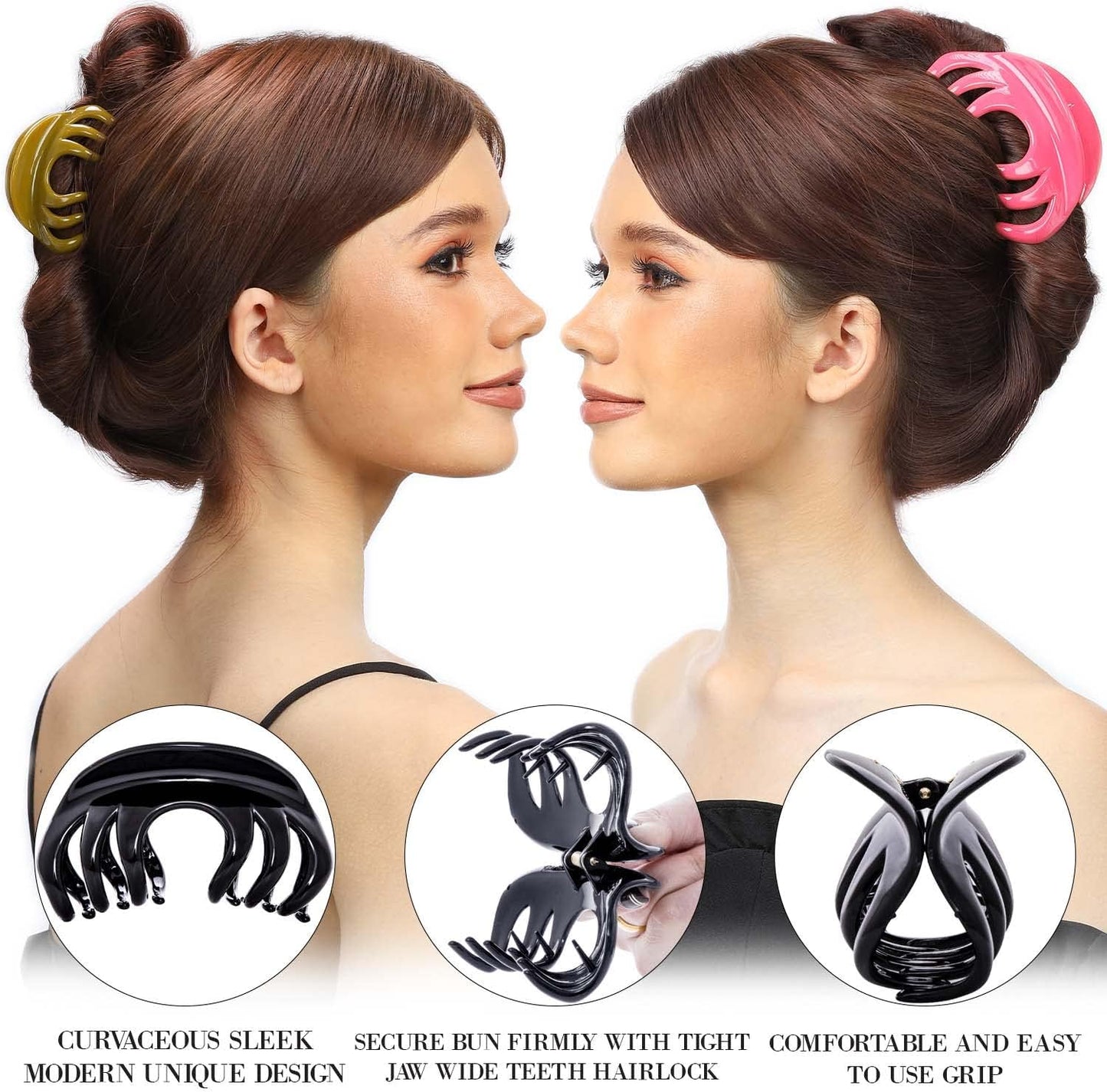 6 Pzas Pinzas Cabello Sujeción Fuerte Antideslizantes Negro