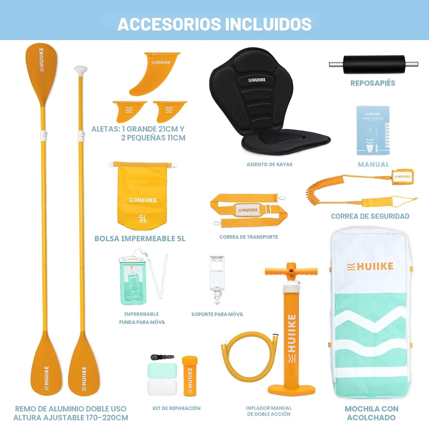Tabla Paddle Inflable Adultos con Remo Aletas 10x33pulg