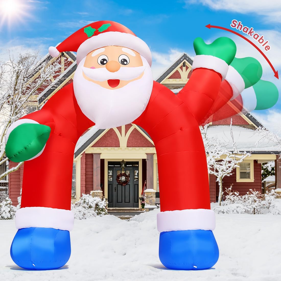 Inflable Navidad 11.8ft arco Papá Noel con LED patio jardín