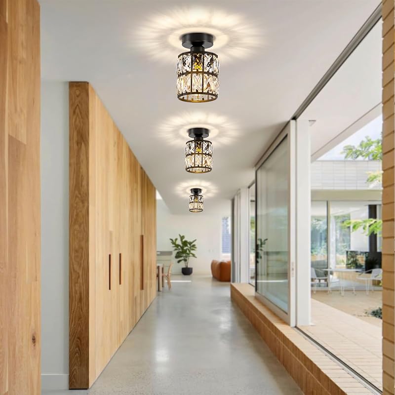 Lámpara techo moderna semiempotrada 1 luz cristal