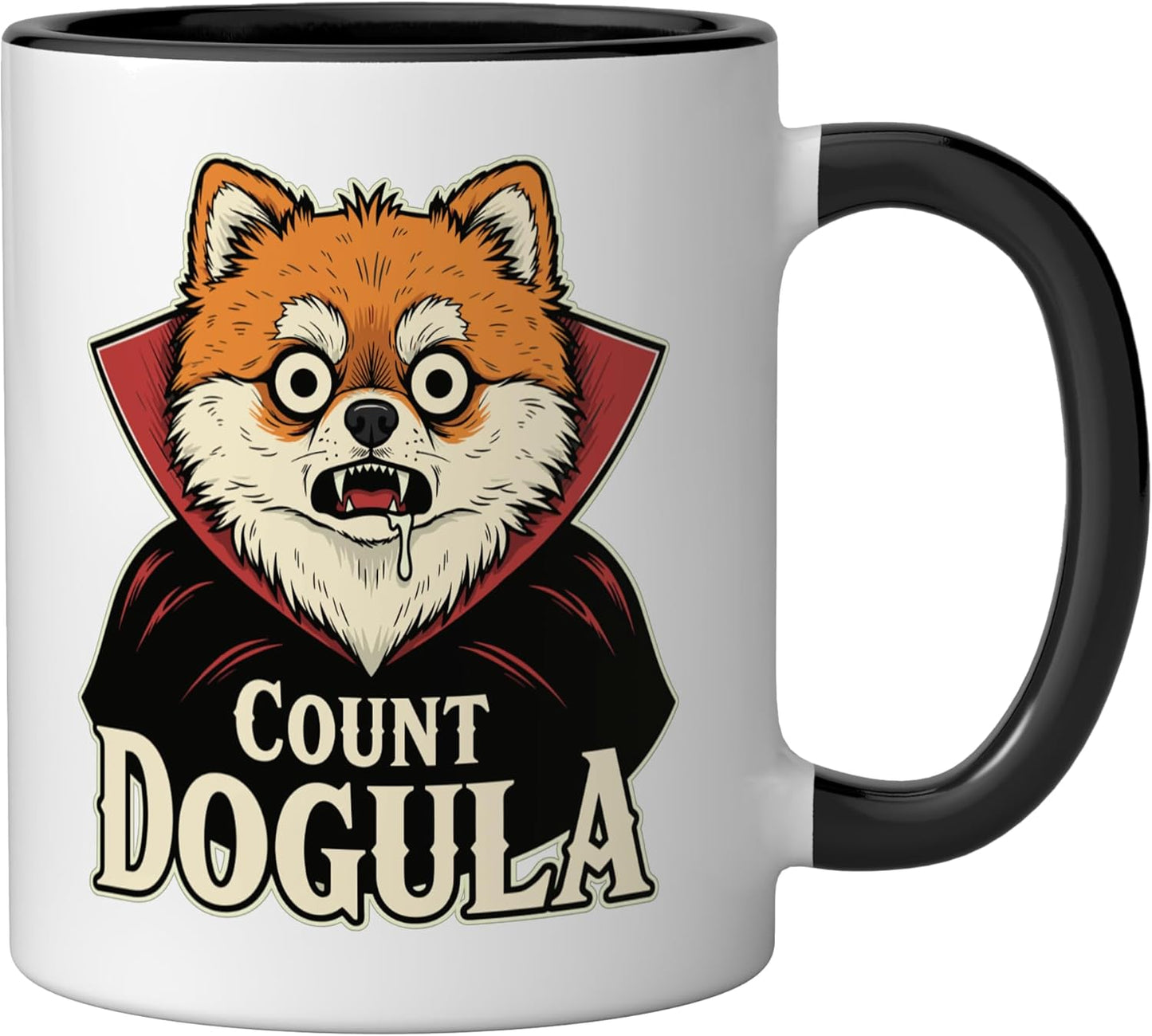 Taza Cerámica Perro Halloween Pomerania Negro/Blanco
