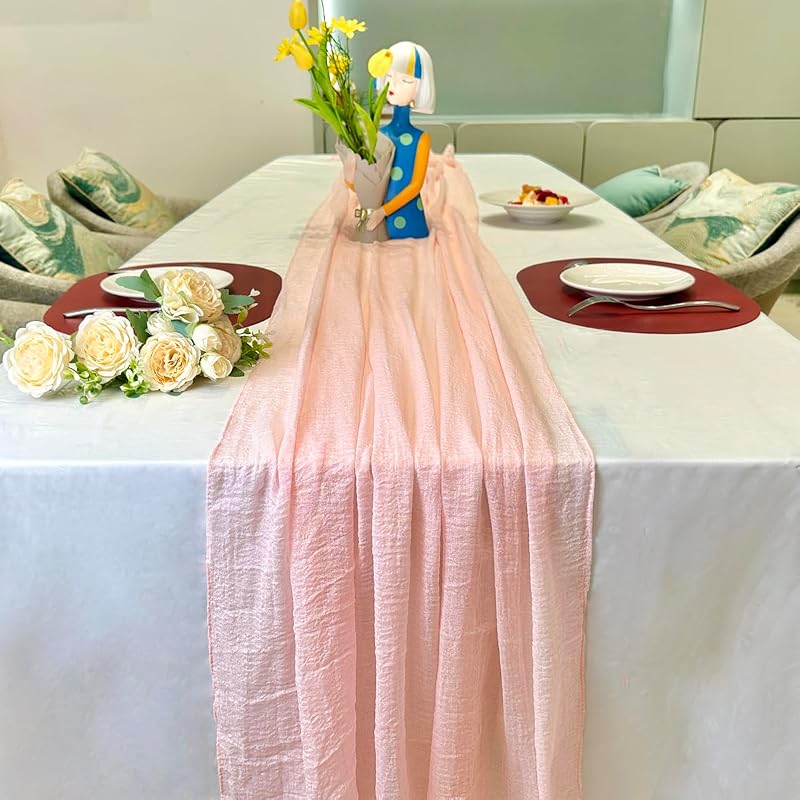 Camino mesa rosa bohemio gasa súper suave 10ft