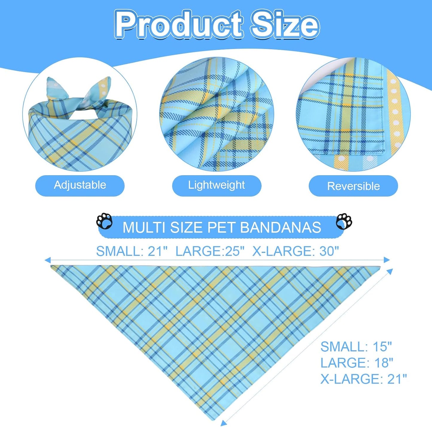 Bufanda triangular reversible perro azul XL duradero