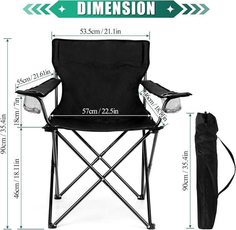 Silla camping plegable extra grande con portavasos para adultos