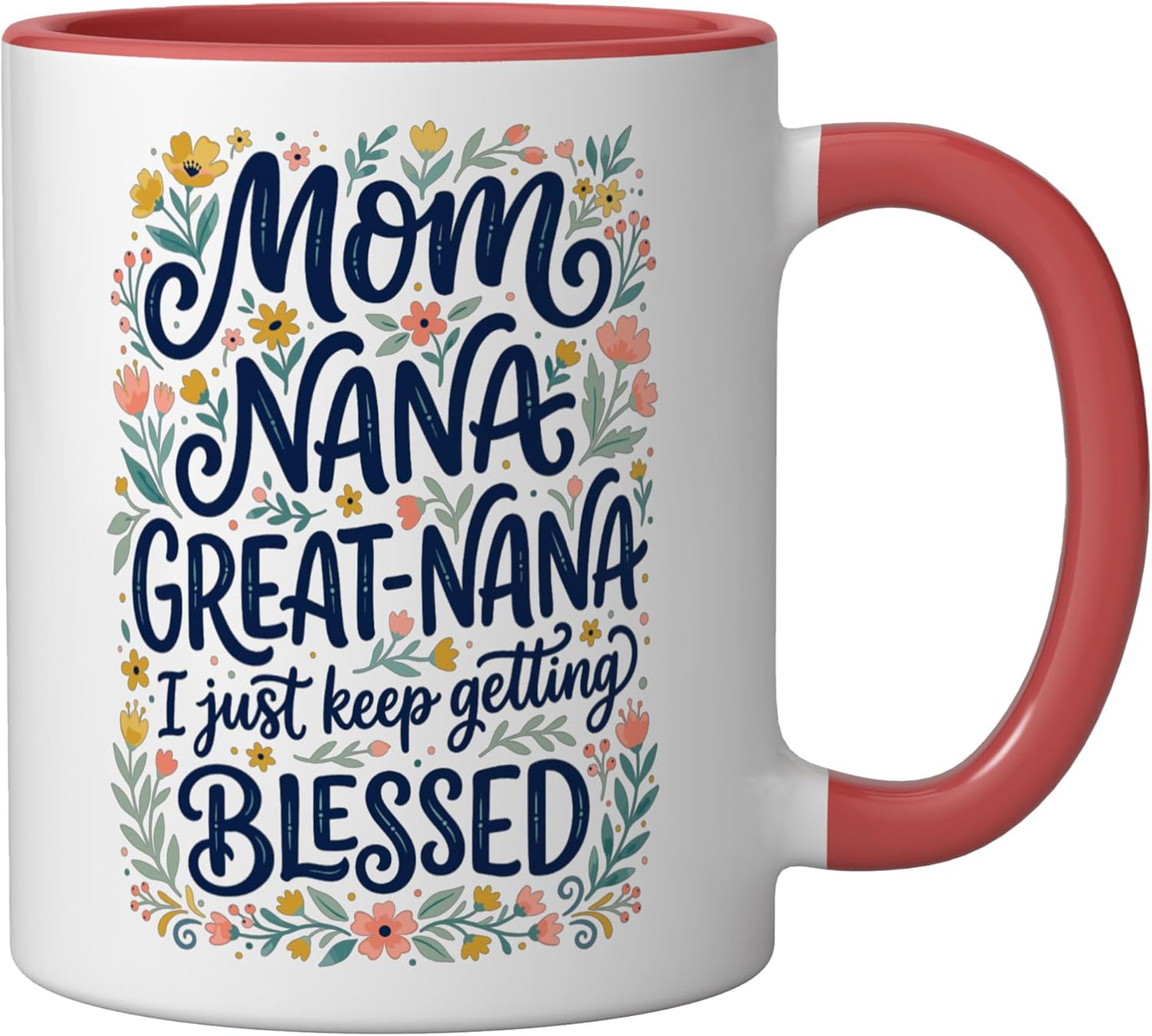 Taza Cerámica con Flor para Mujer Roja/Blanca