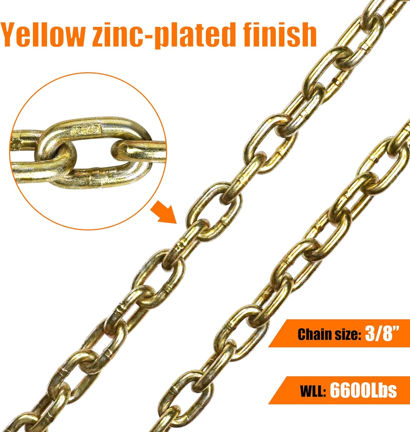 Pack 2 Cadenas Transporte 3/8pulg x10ft 6600lb DOT