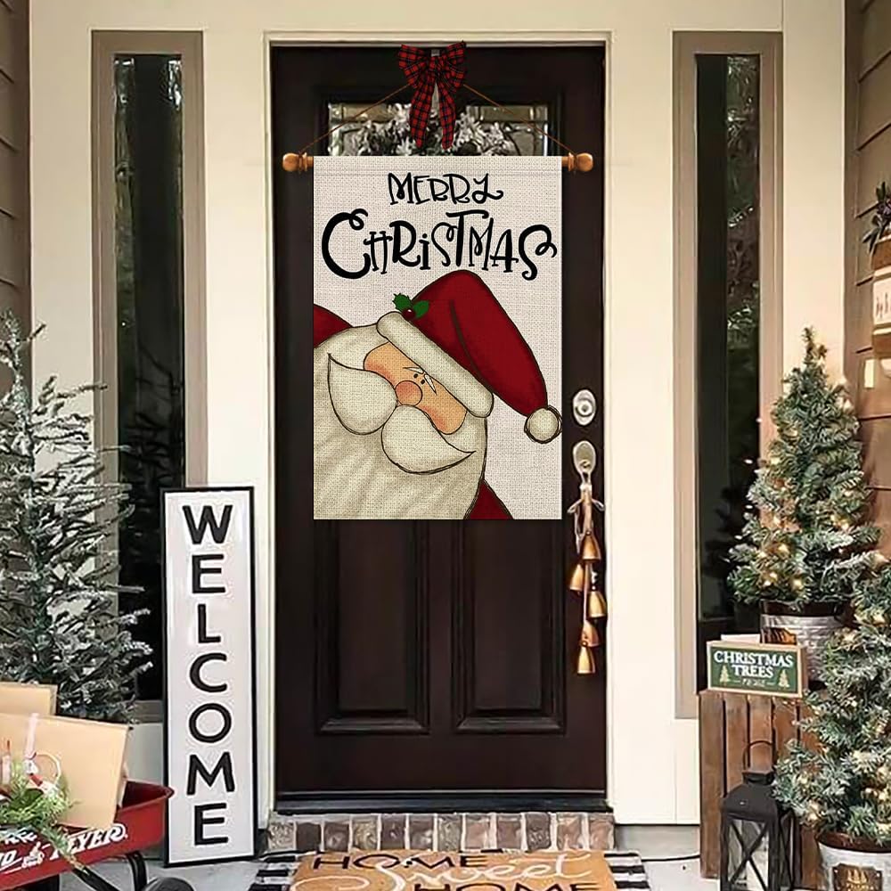 Banderas Navidad 28x40pulg Doble Cara Papá Noel Exterior