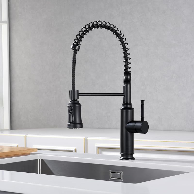 Grifo fregadero cocina rociador 360° negro mate