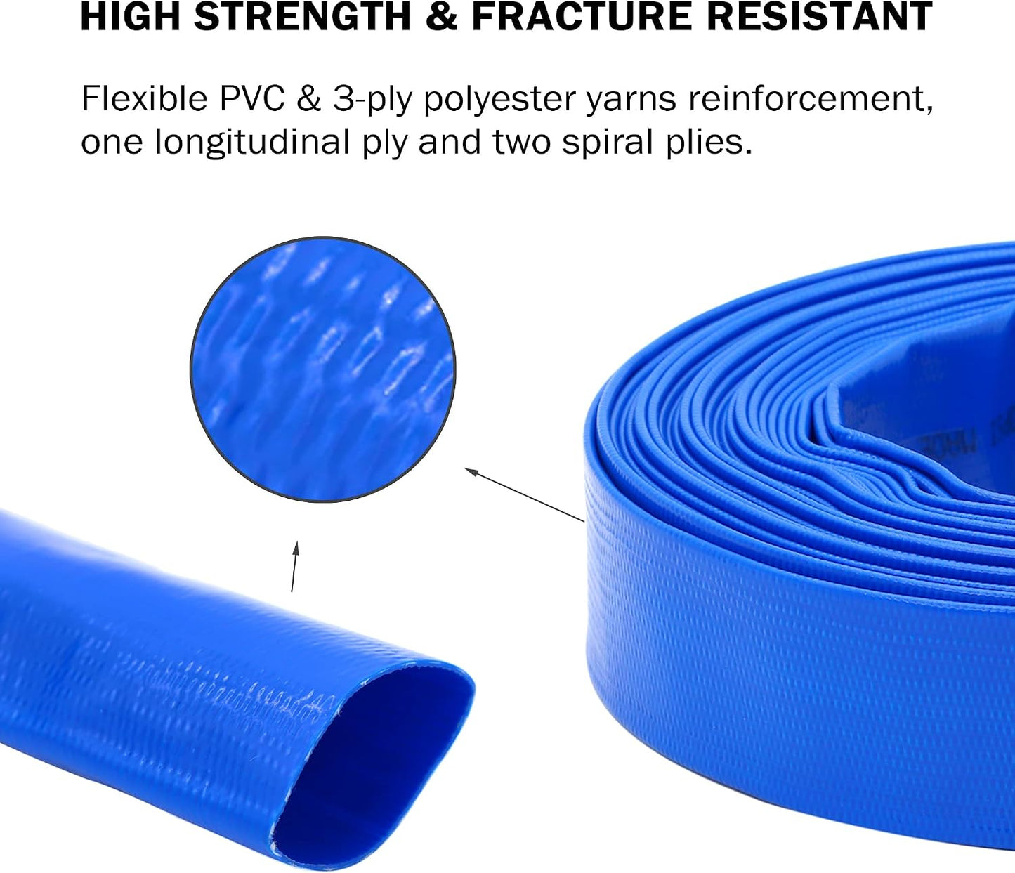Manguera retrolavado piscina 1.5x100ft PVC azul reforzado