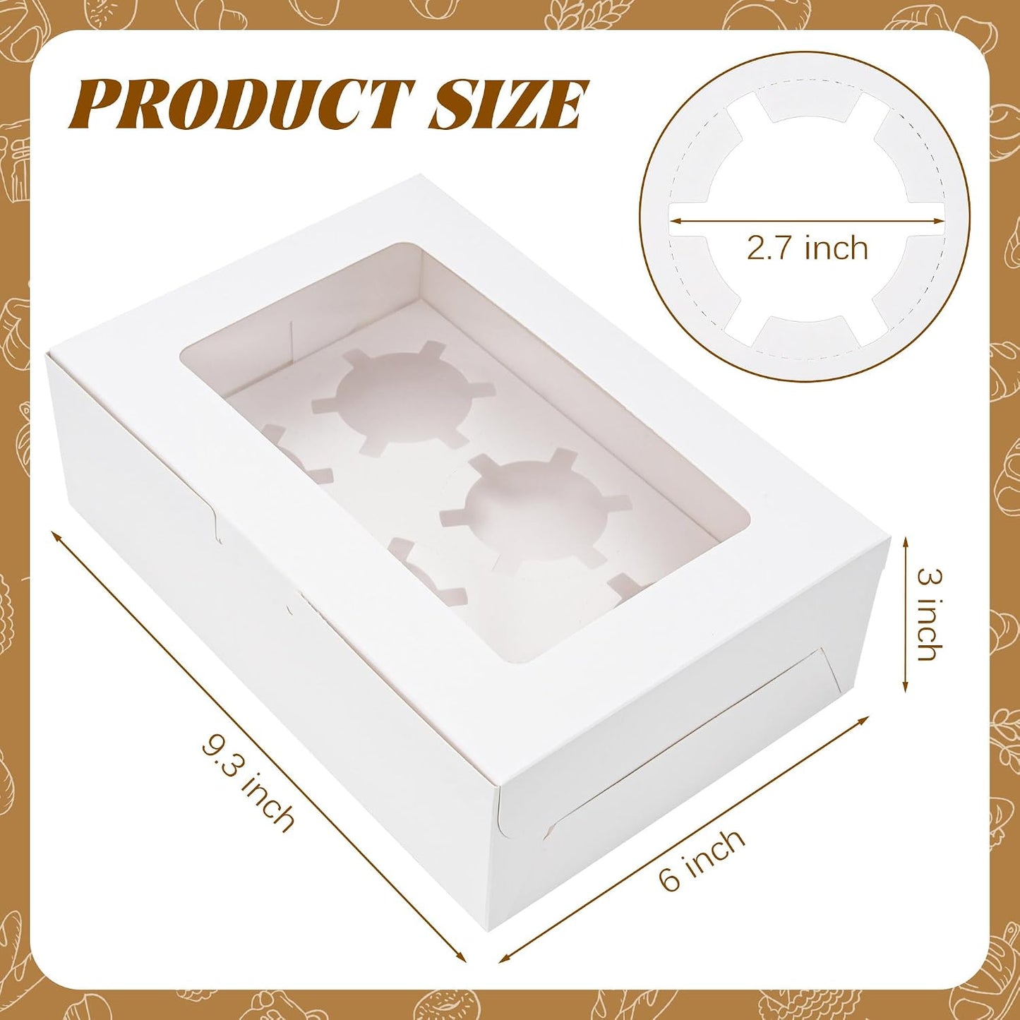 30 Cajas Magdalenas 6 Unidades Con Ventana Blanco