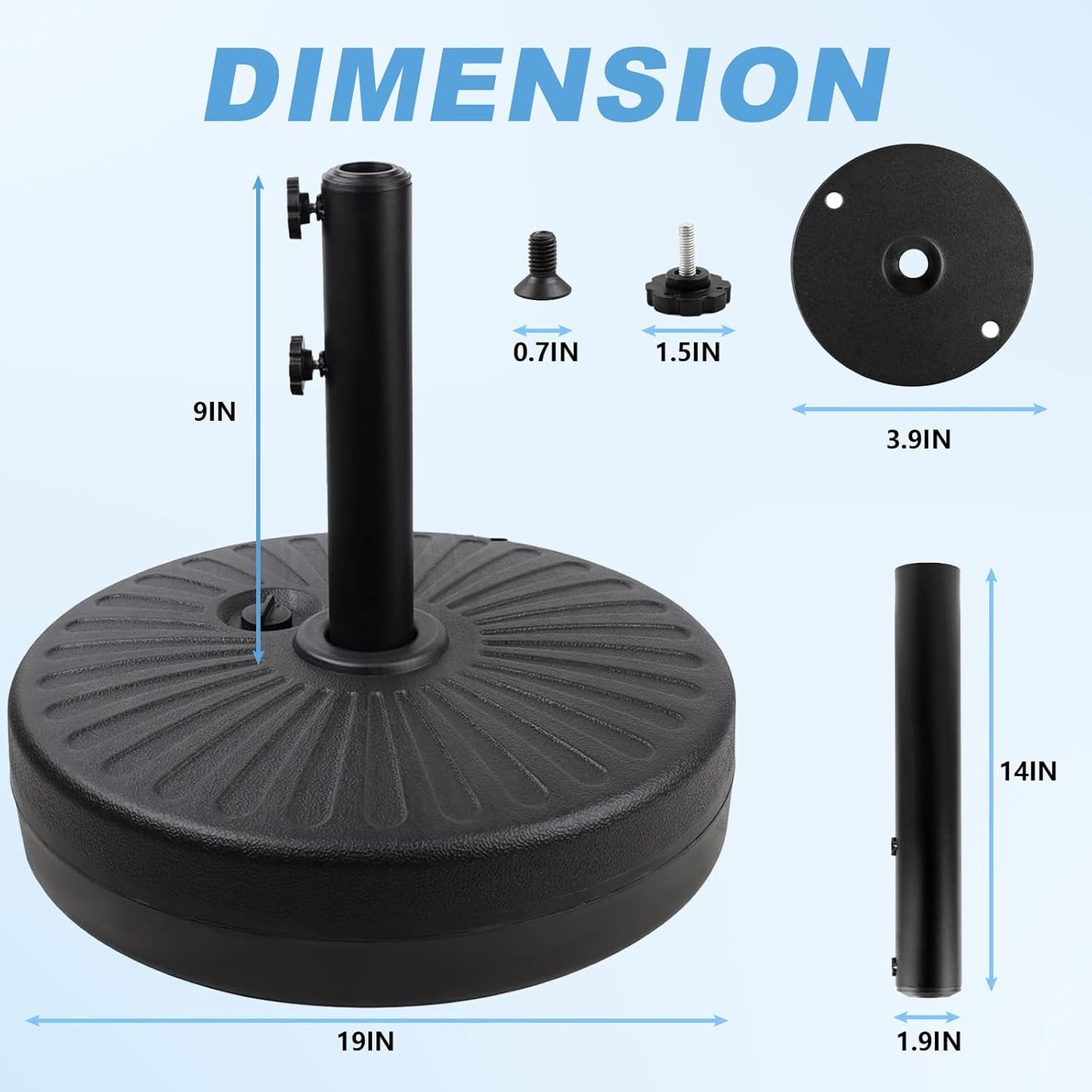 Base sombrilla acero resistente exterior negro