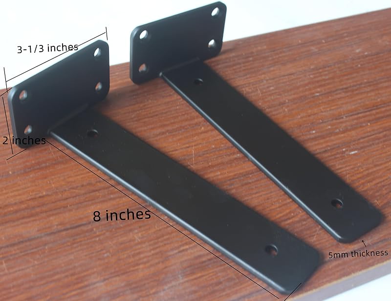 16 Soportes Estante en L Negro 8" Hierro Rústico