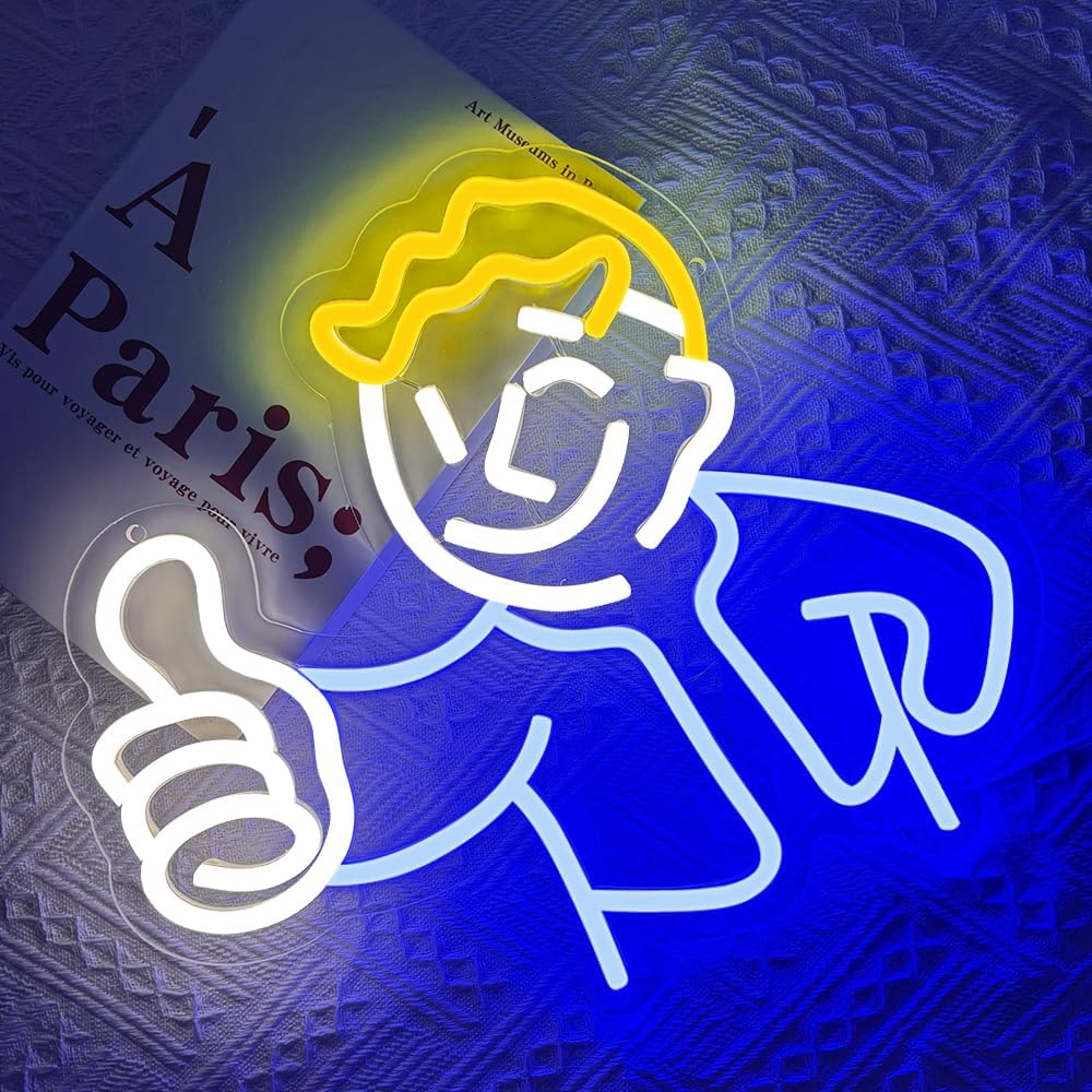 Letrero neón Vault Boy para dormitorio gamer