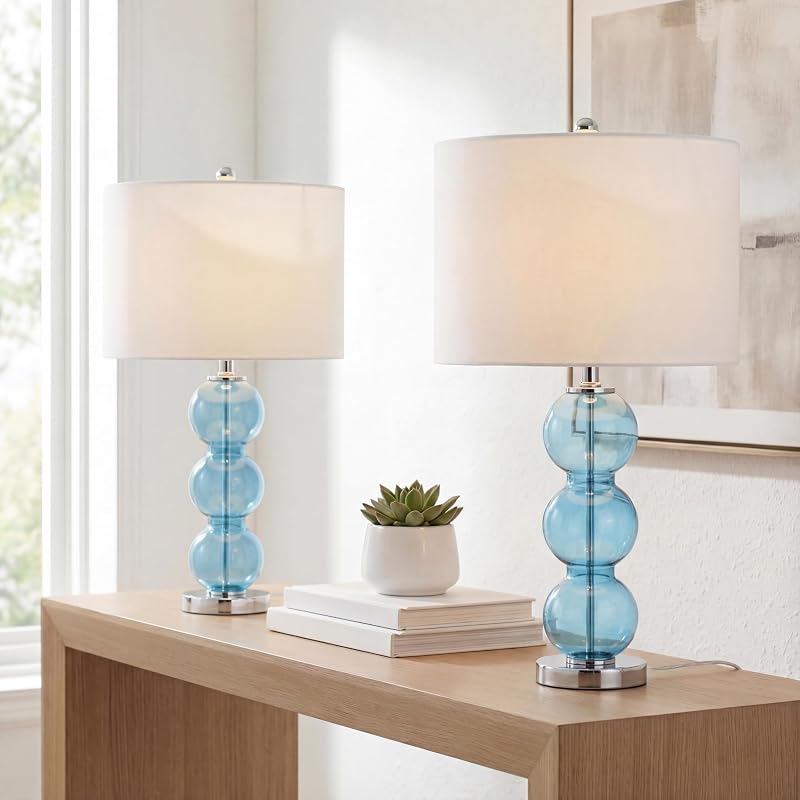 2 Pzas Lámpara Mesa Bella Vidrio Triple Esfera LED