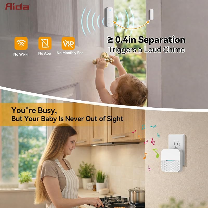 Alarma puerta inalámbrica sensor timbre 600 ft 58tonos