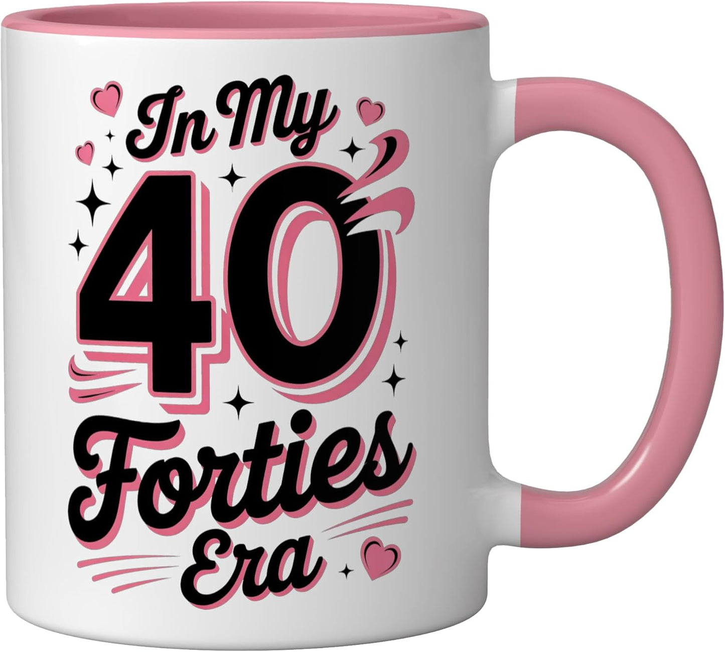 Taza Cerámica Edad 40 Años Vintage Rosa/Blanco