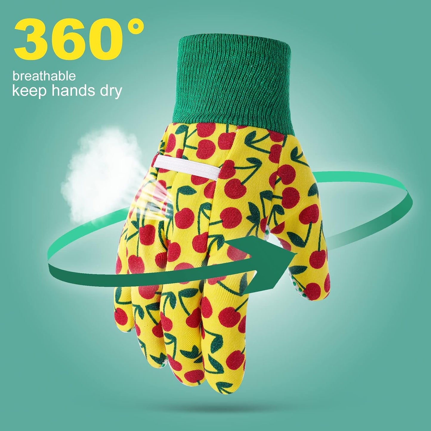 Guantes jardinería niños 6-9 años poliéster patrón floral
