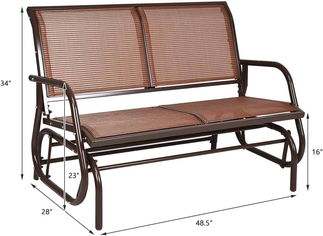 Silla mecedora deslizante 48pulg banco patio 2 personas