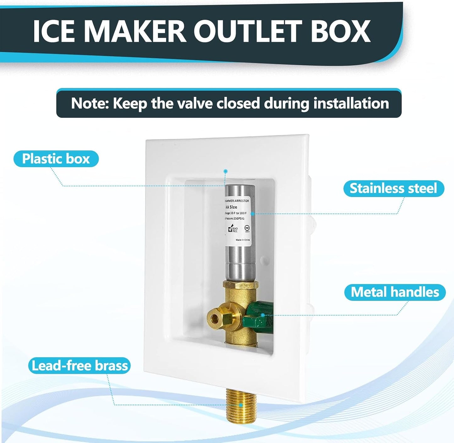 Caja salida premontada máquina hielo 1/2x1/4 pulg