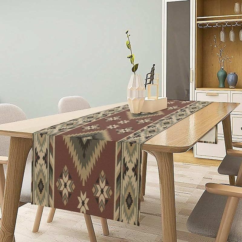 Camino mesa azteca patrón geométrico tribal vintage 13x36