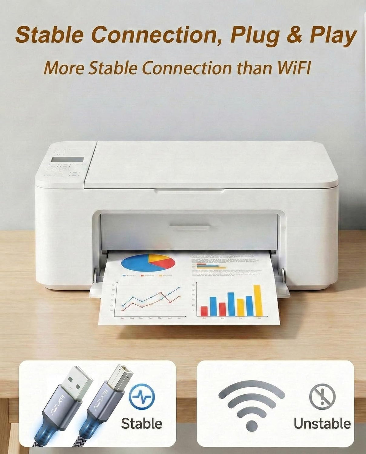 Cable USB impresora 30ft tipo A a B trenzado nailon