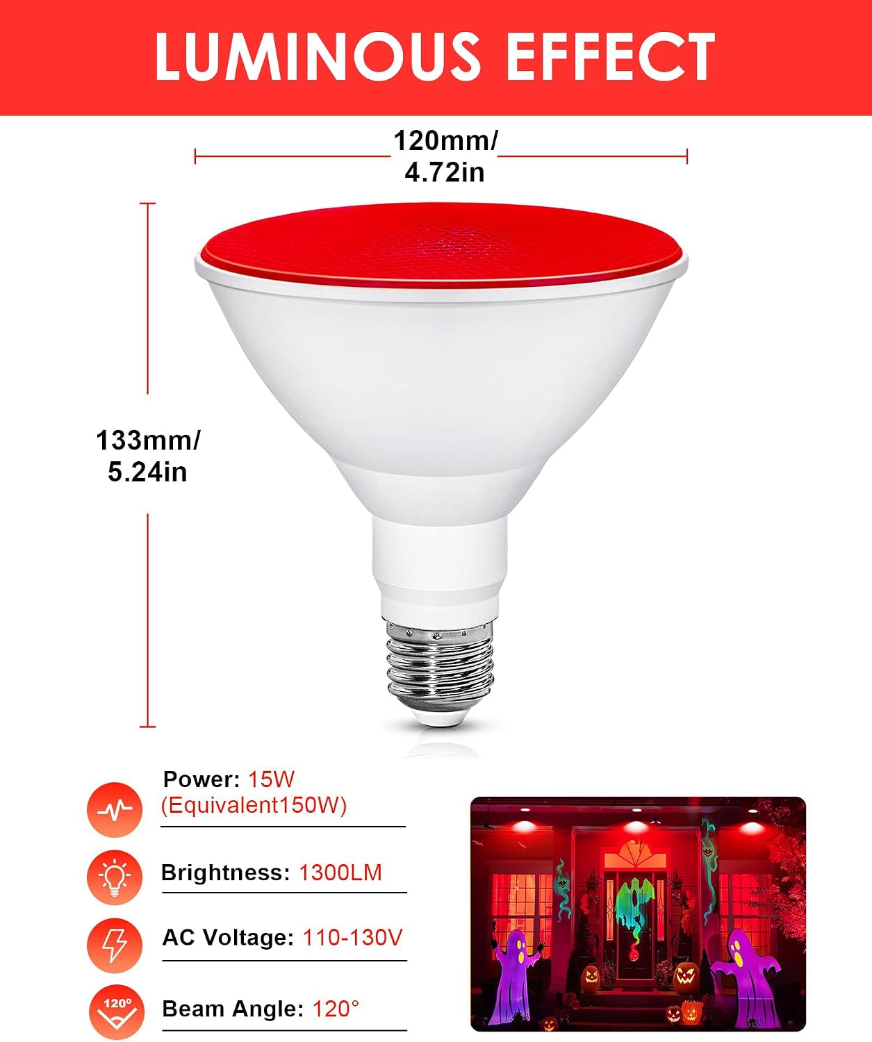 2 Bombillas Led Rojas E26 15W para Exteriores No Regulables