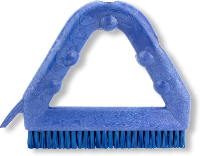 Cepillo plástico lechada triángulo con raspador 9x7x7" azul