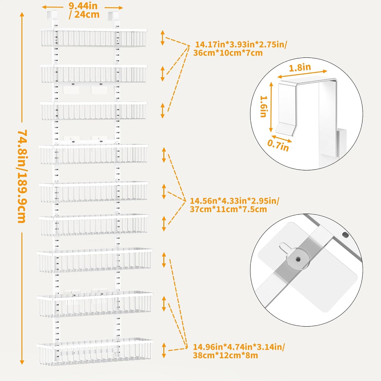 Organiz. 9 niveles blanco para puerta y despensa
