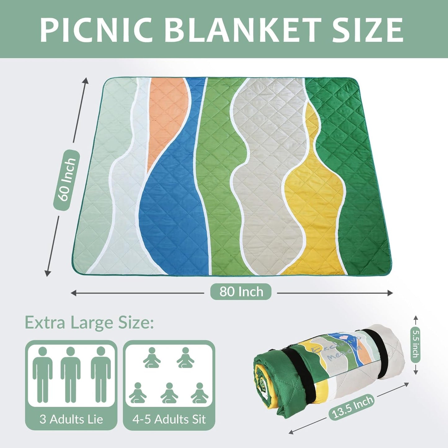 Manta picnic impermeable poliéster floral 60x80"